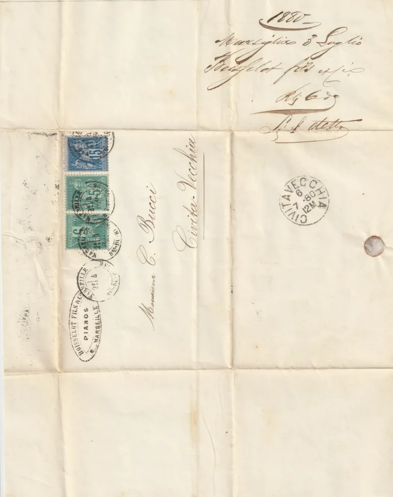 lettera boisselot fils monsieur bucci civitavecchia 1880